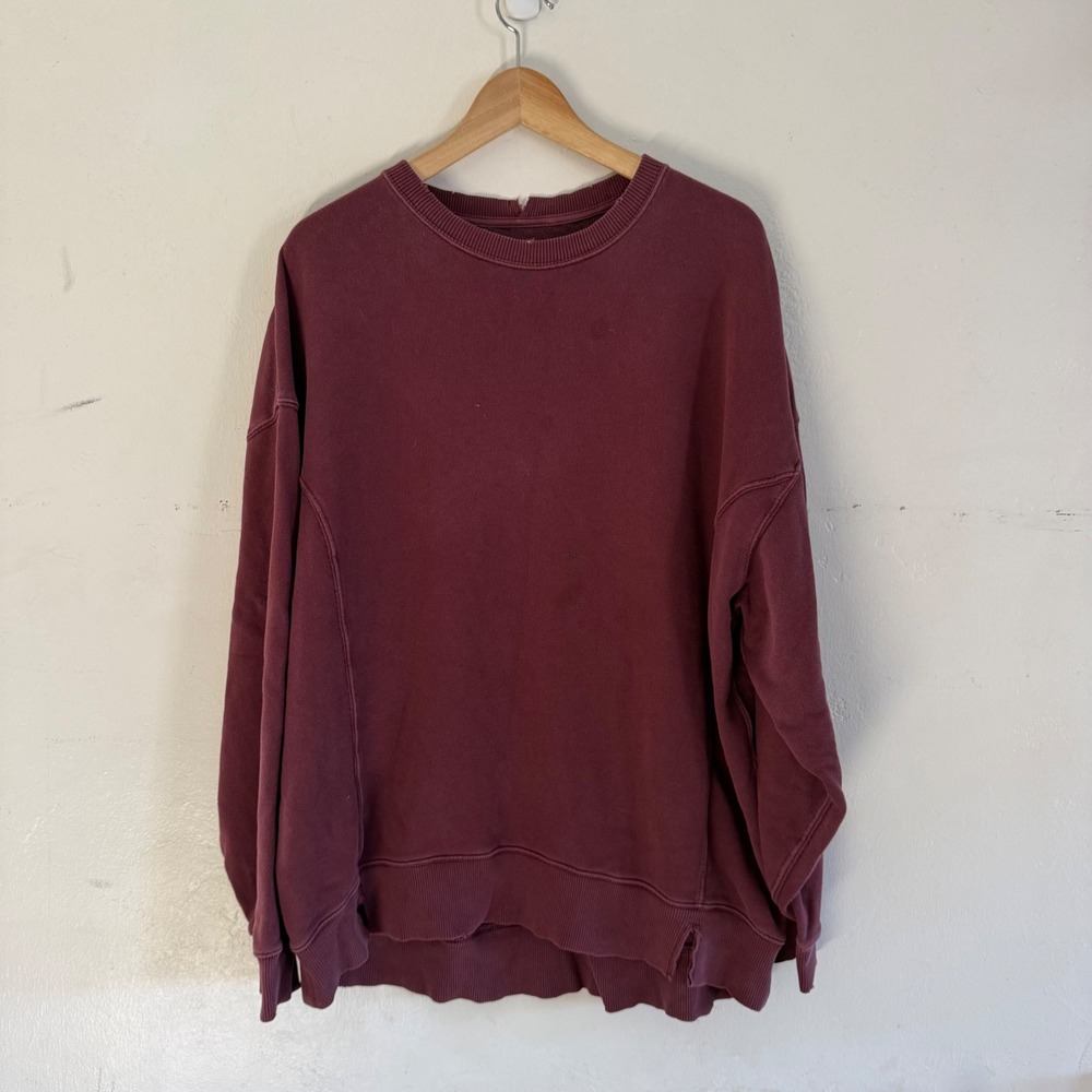 Aerie Crewneck Pullover Sweater Maroon‎ Womens Size Medium Boxy Oversized